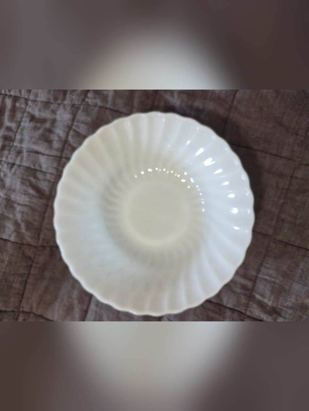 Vintage Anchor Hocking Milk Glass Swirl Serving Bowl